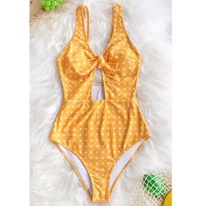 NWT Women’s Yellow Polka Dot One Piece Swimsuit